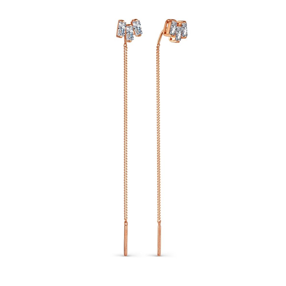 Серьги-протяжки из серебра с фианитами