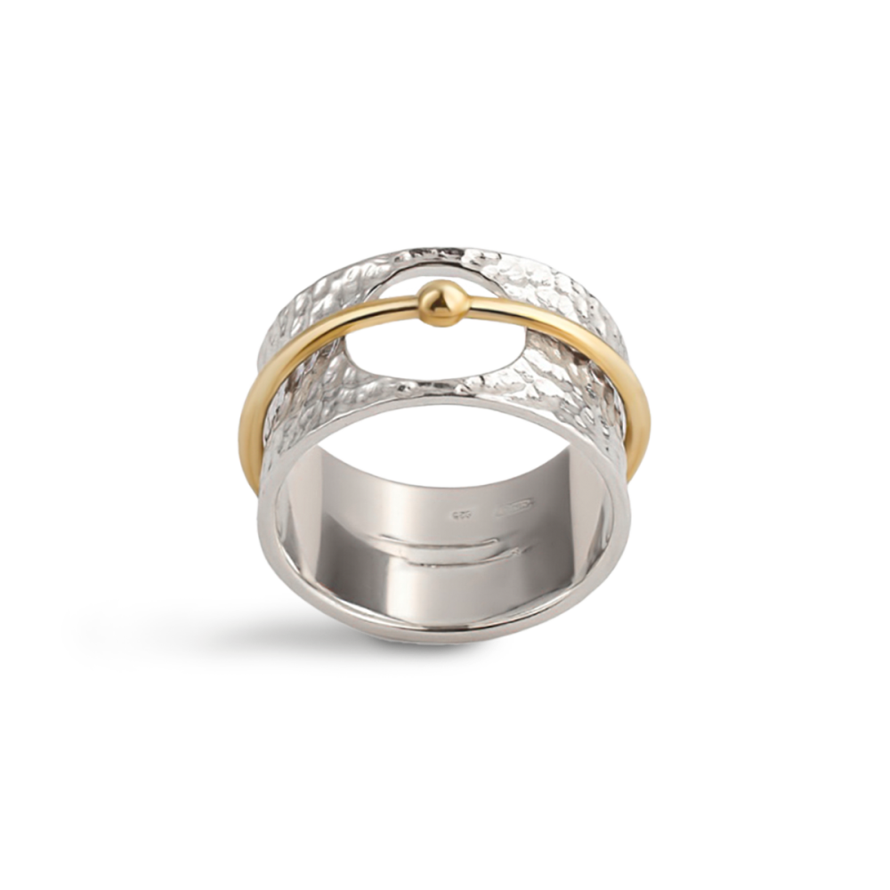 Кольцо-спинер Orbit из серебра с латунным колечком