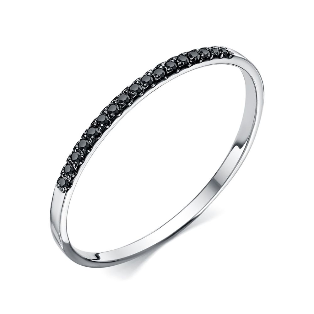 Кольцо из белого золота с черным бриллиантами