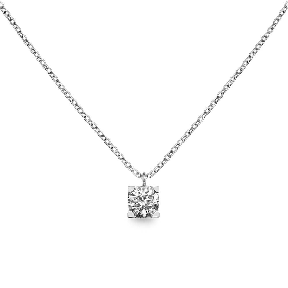 Колье из серебра с бриллиантом 0,5 карат