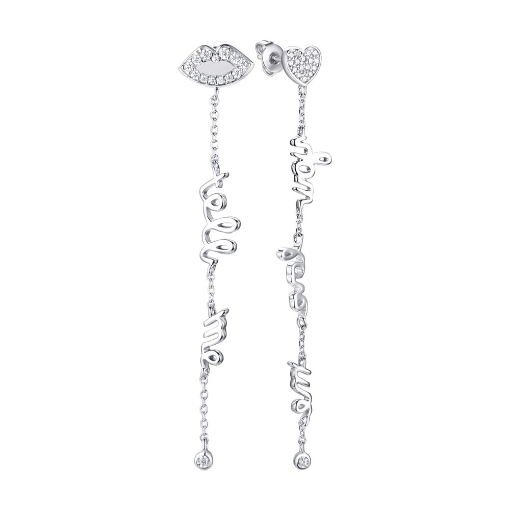 Серьги из серебра с фианитом Heart