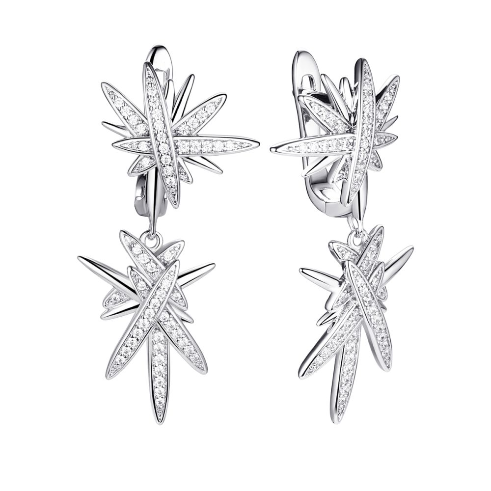Серьги из серебра с фианитом Stars