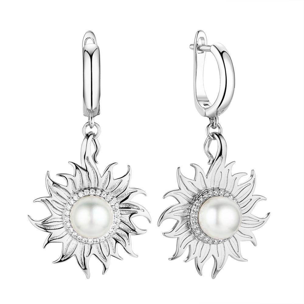 Серьги из серебра с жемчугом Sun