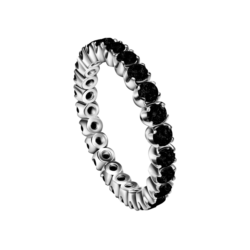 Кольцо из серебра Сияние  с черными фианитами