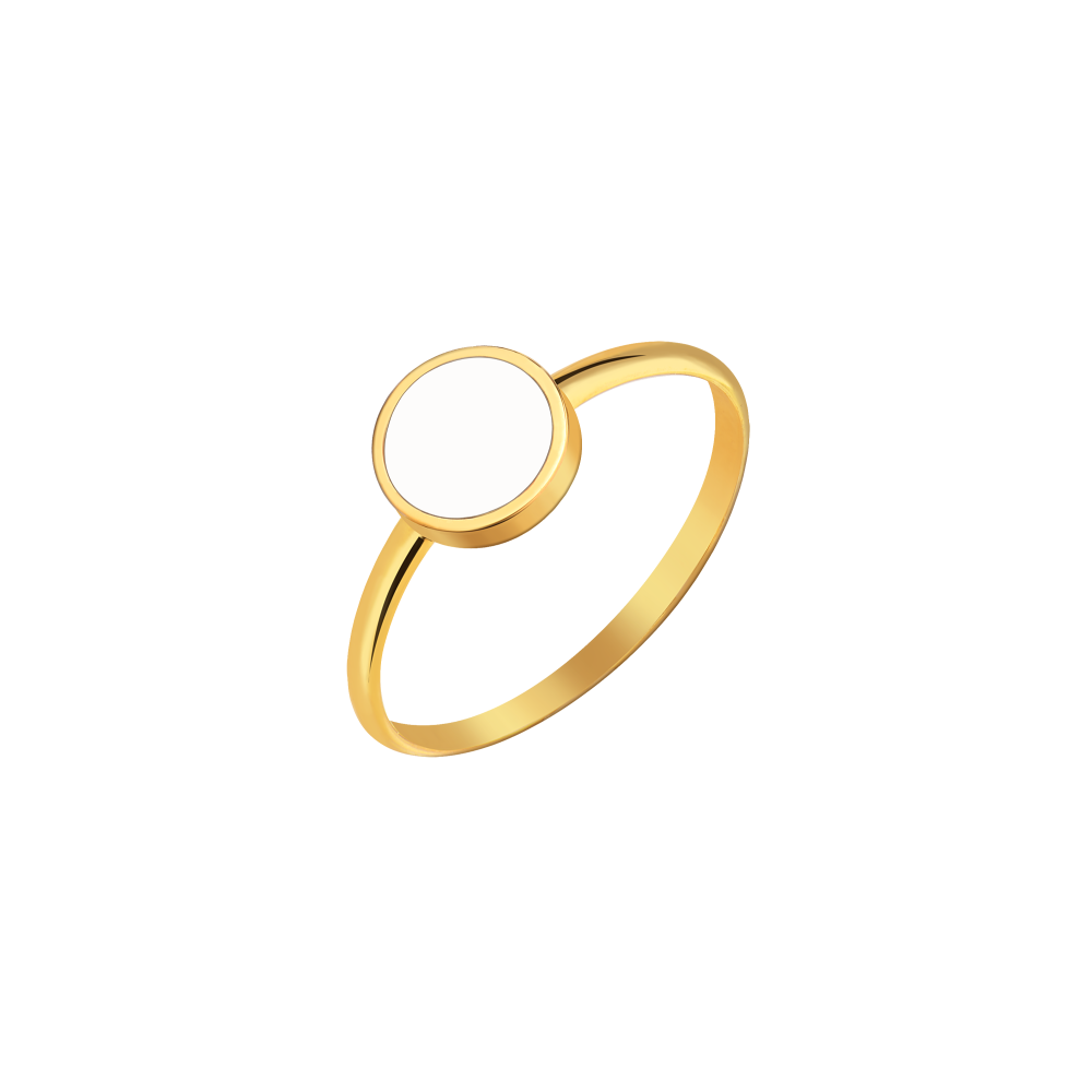 Кольцо О с белой эмалью в лимонной позолоте