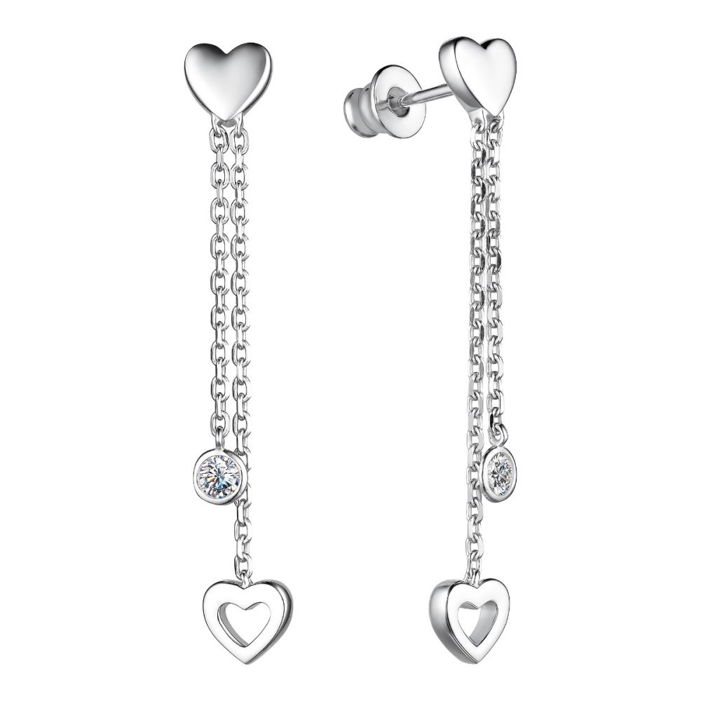 Серьги-пусеты из серебра с фианитами Premium Quality