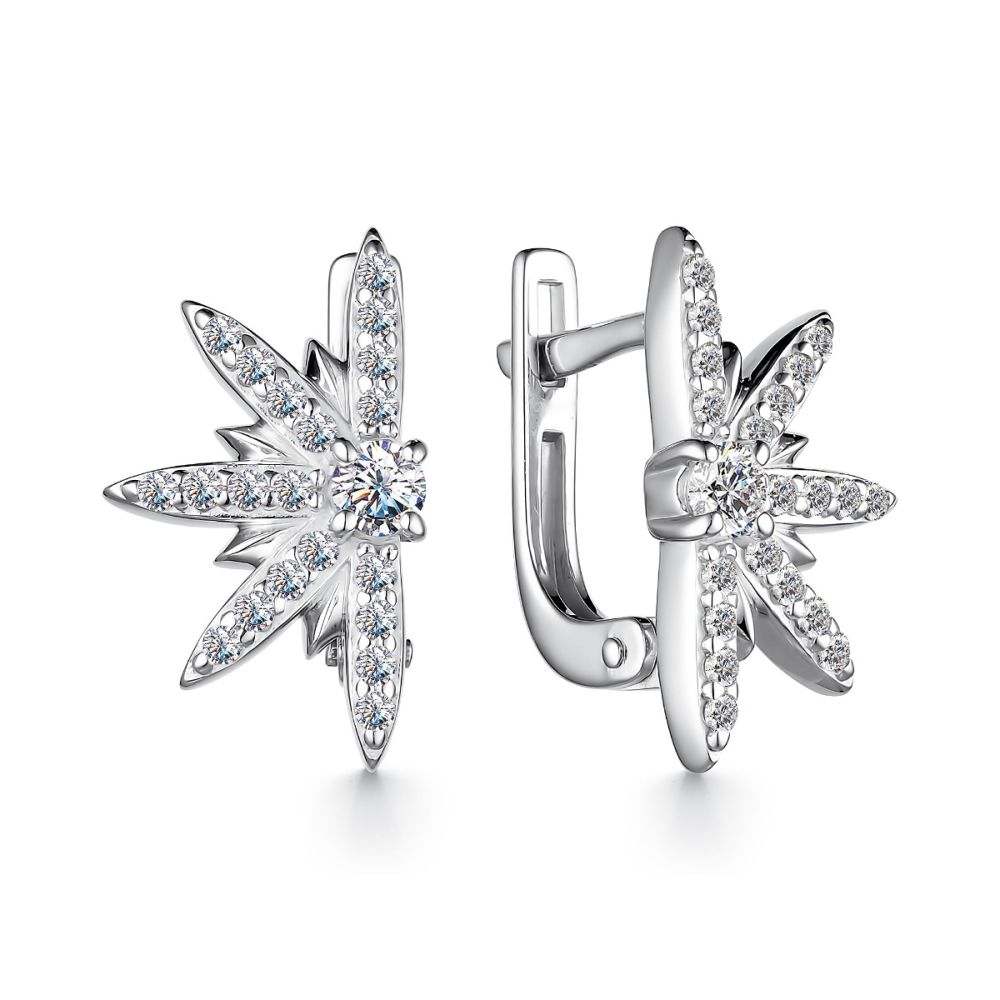 Серьги из серебра с фианитами