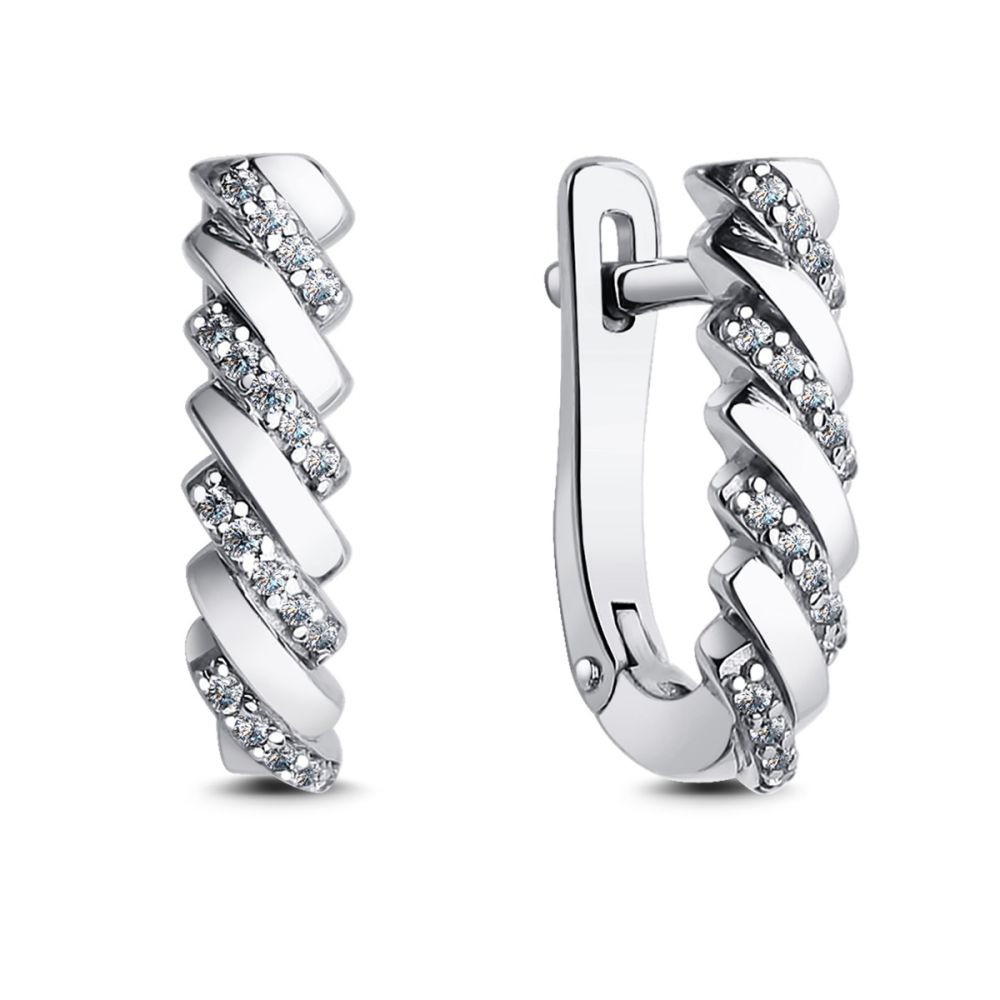 Серьги из серебра с фианитами