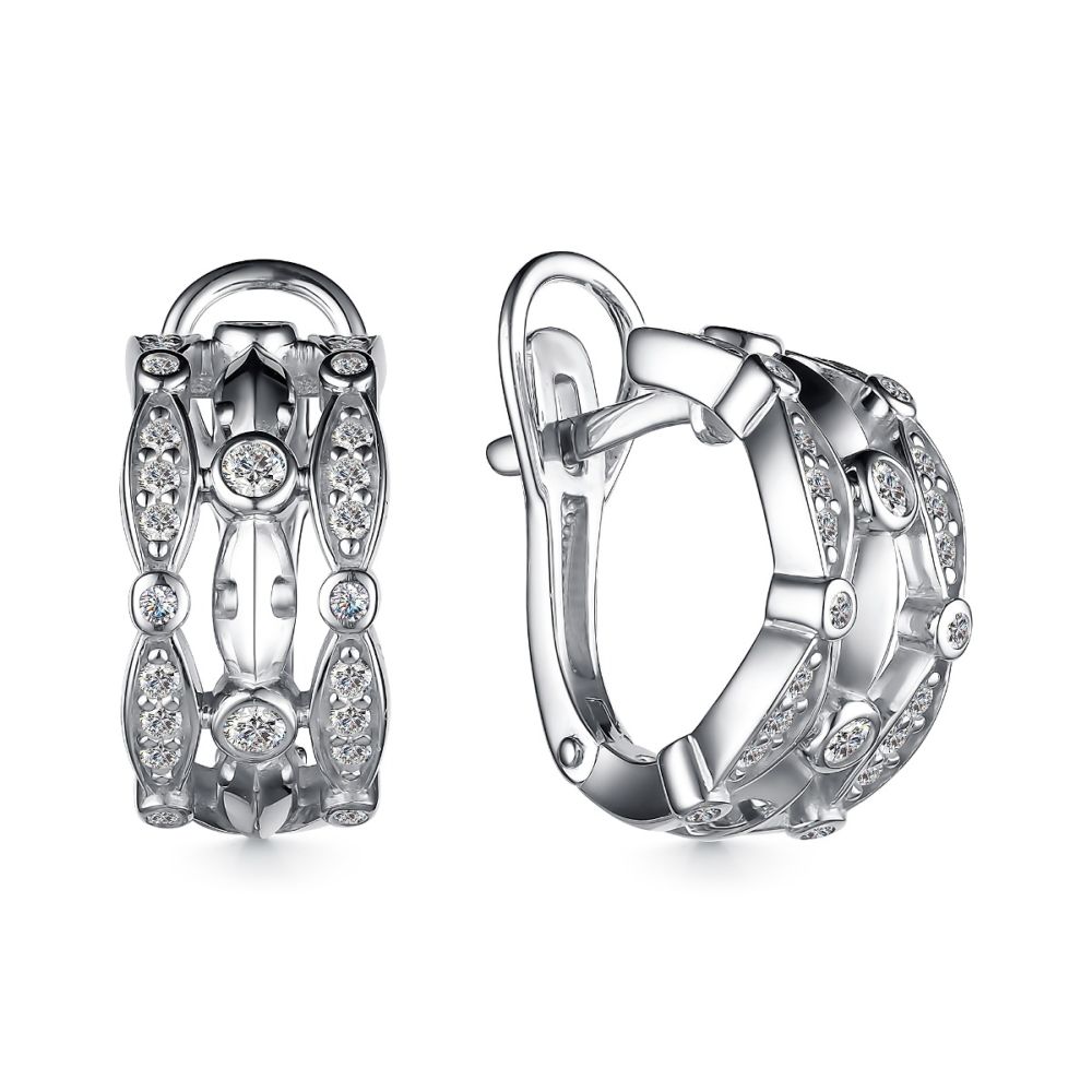 Серьги из серебра с фианитами