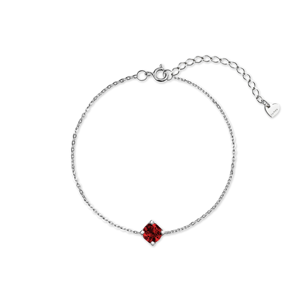 Браслет из серебра с гранатом круглой огранки