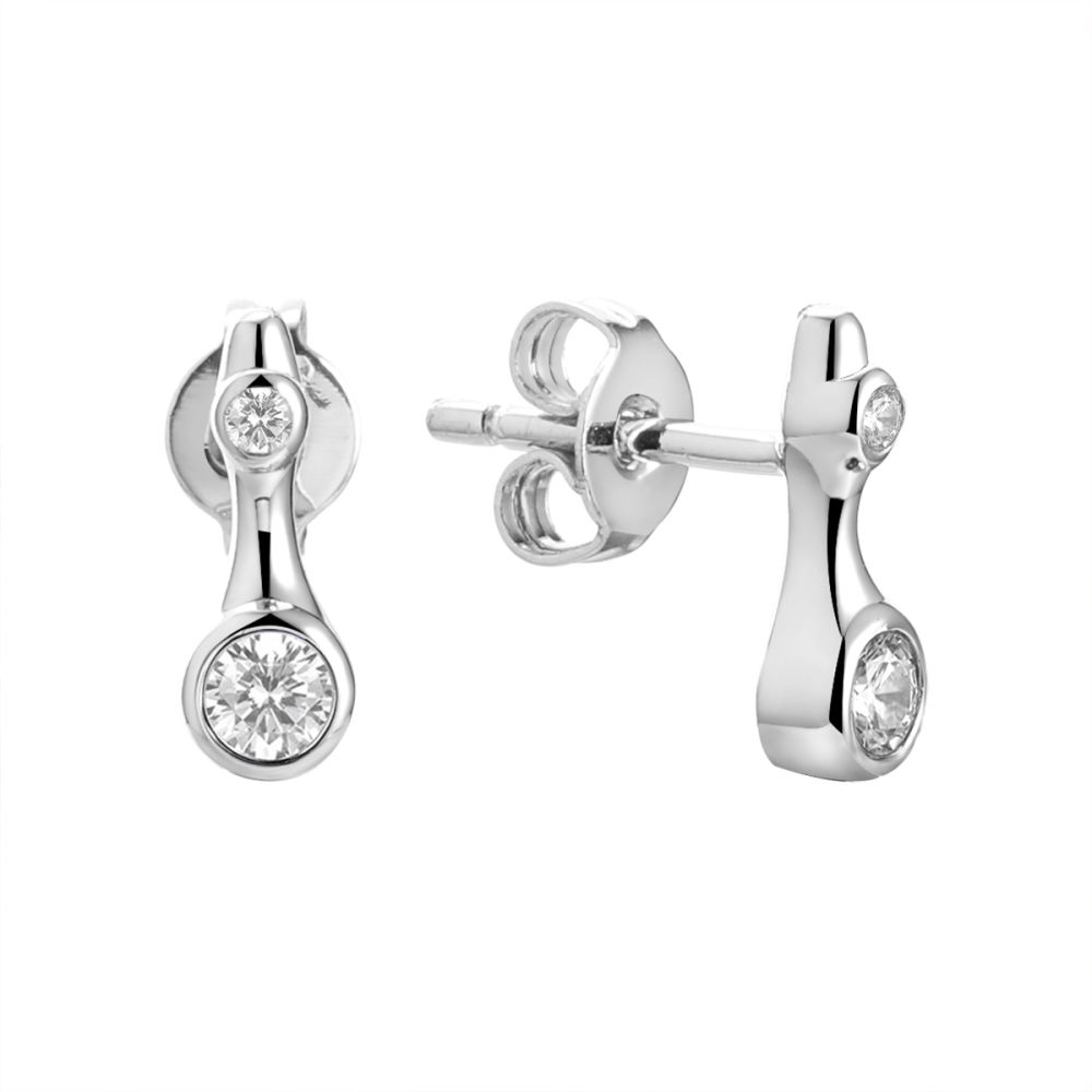 Серьги-пусеты из серебра с фианитом "Серебристый блеск"