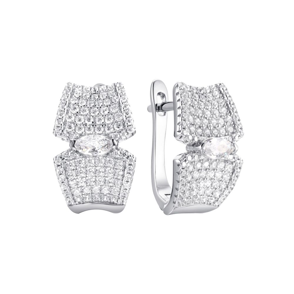 Серьги из серебра с фианитом Caviar
