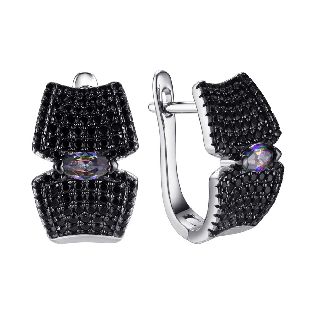 Серьги из серебра с фианитом Caviar