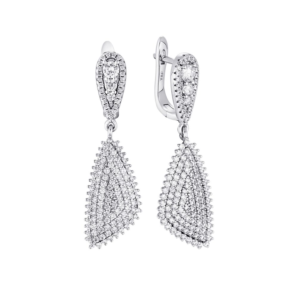 Серьги из серебра с фианитом Caviar