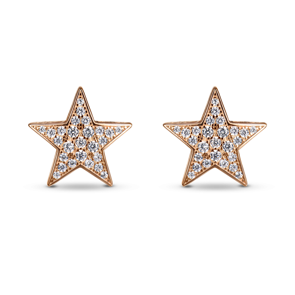 Серьги-пусеты из серебра с позолотой Stars