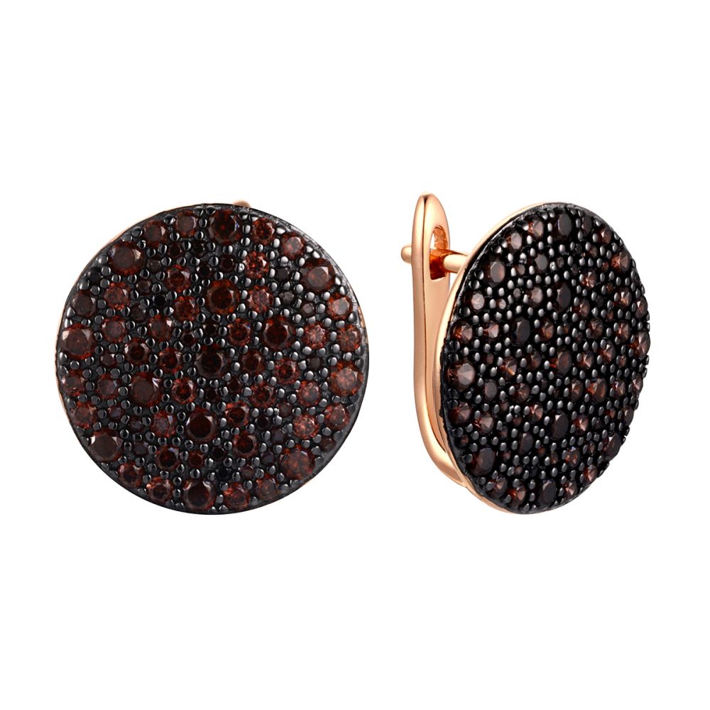 Серьги из серебра с позолотой Brown