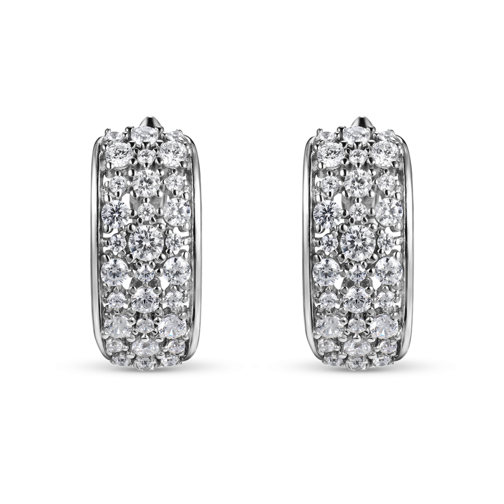 Серьги из серебра с фианитом Caviar