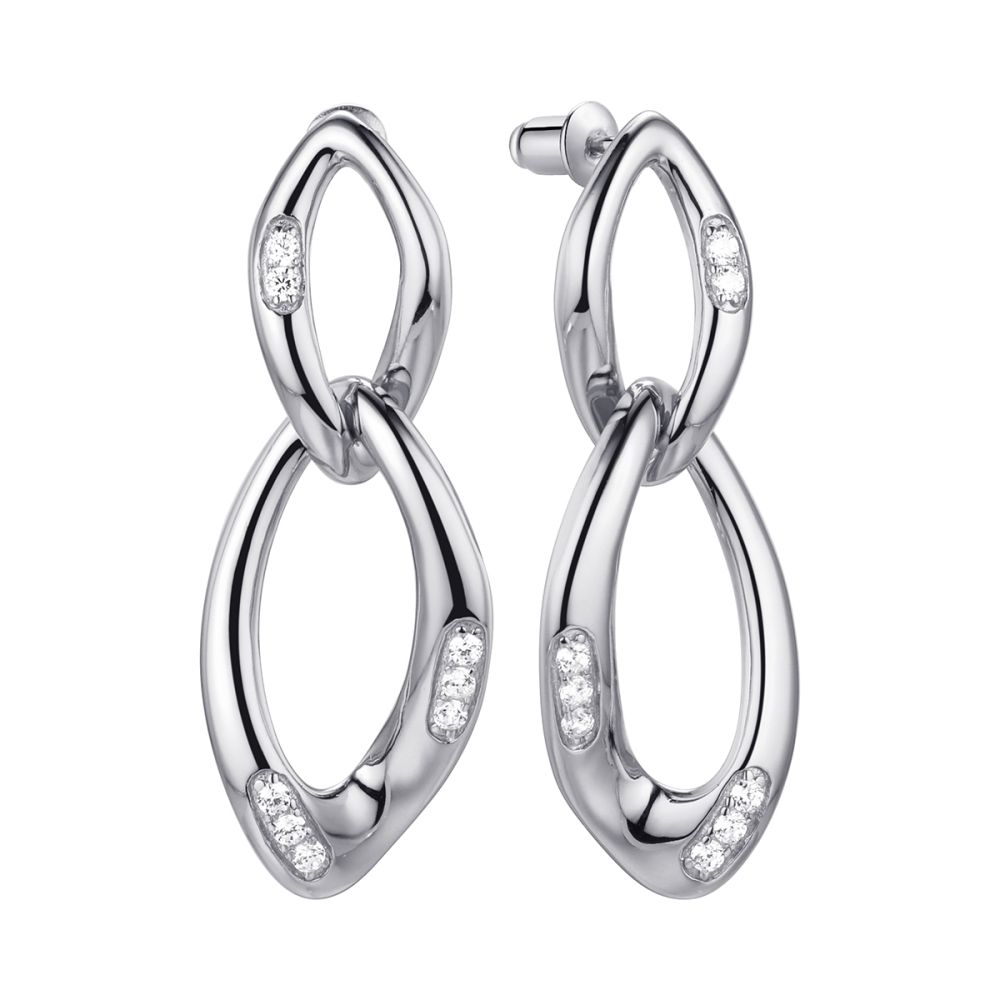 Серьги из серебра с фианитом Chain