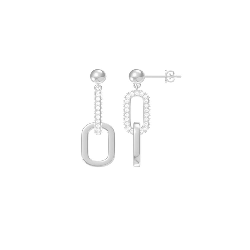 Серьги из серебра с фианитом Chain