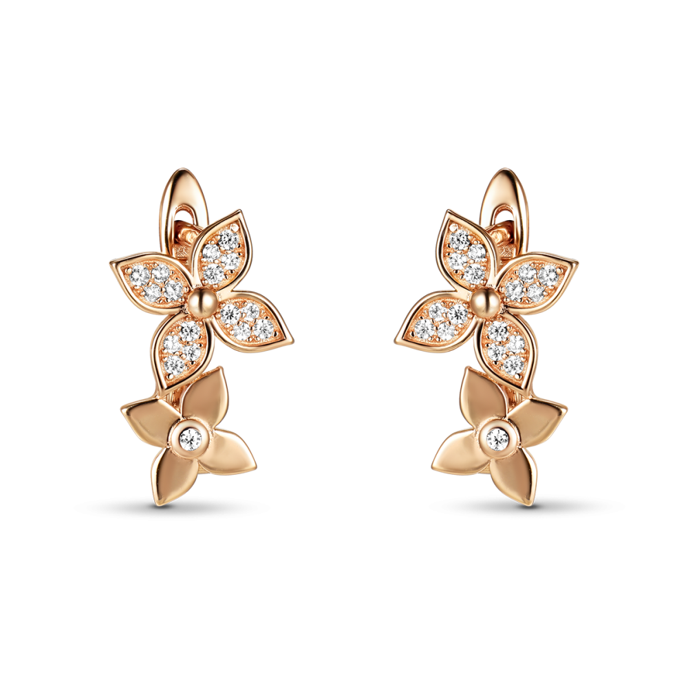 Серьги из серебра с фианитом Lace