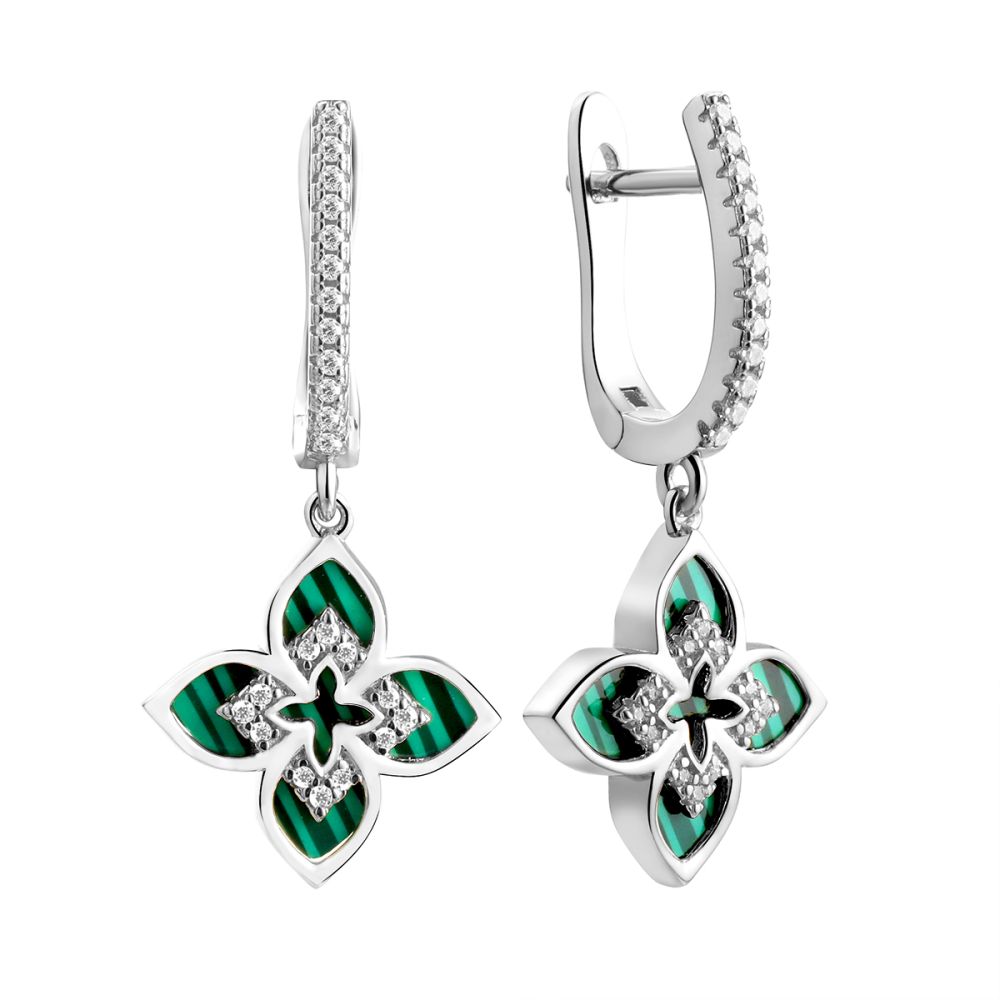 Серьги из серебра с фианитом Trendy
