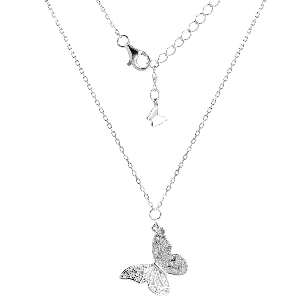 Колье из серебра с фианитом Butterflies