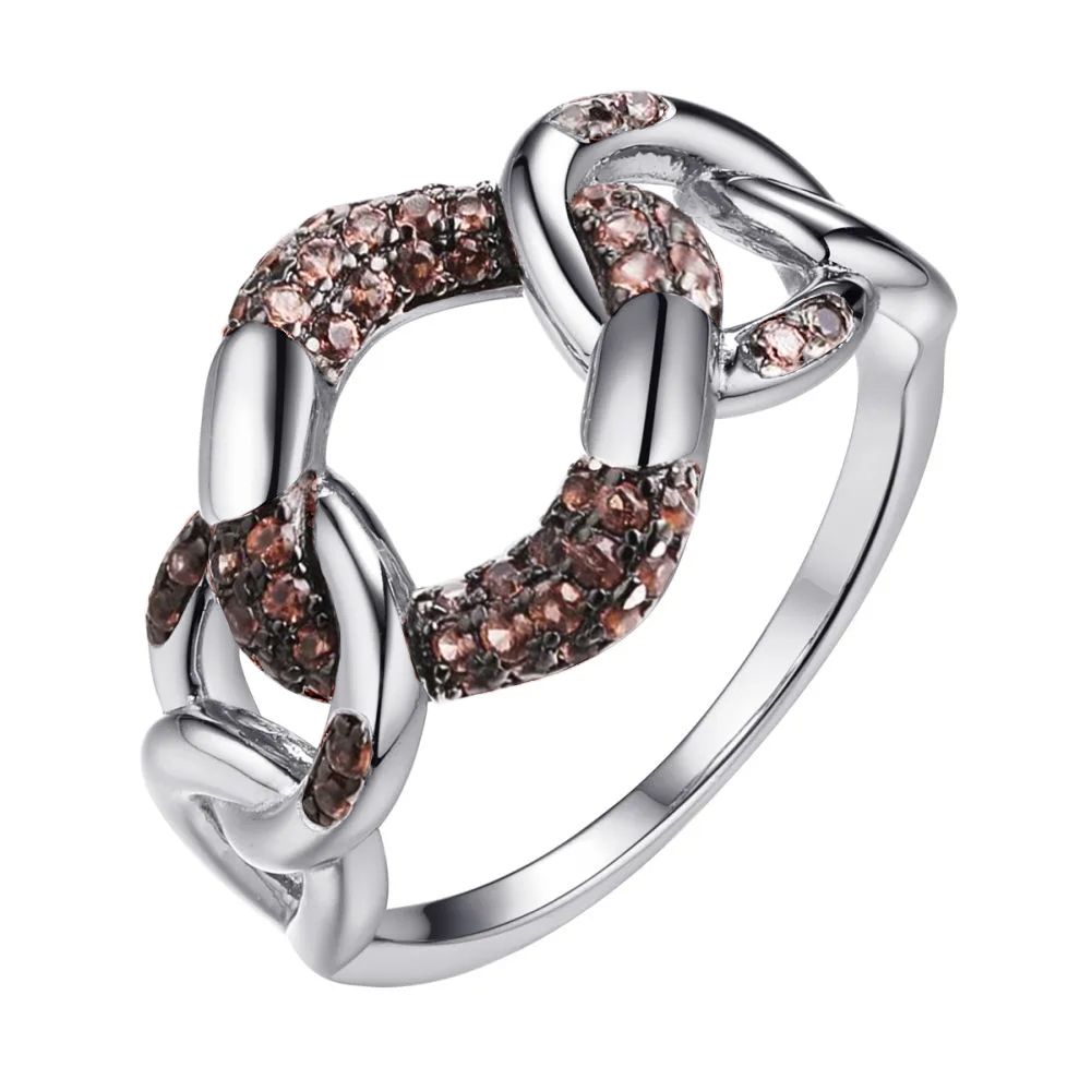 Кольцо из серебра с фианитом Brown