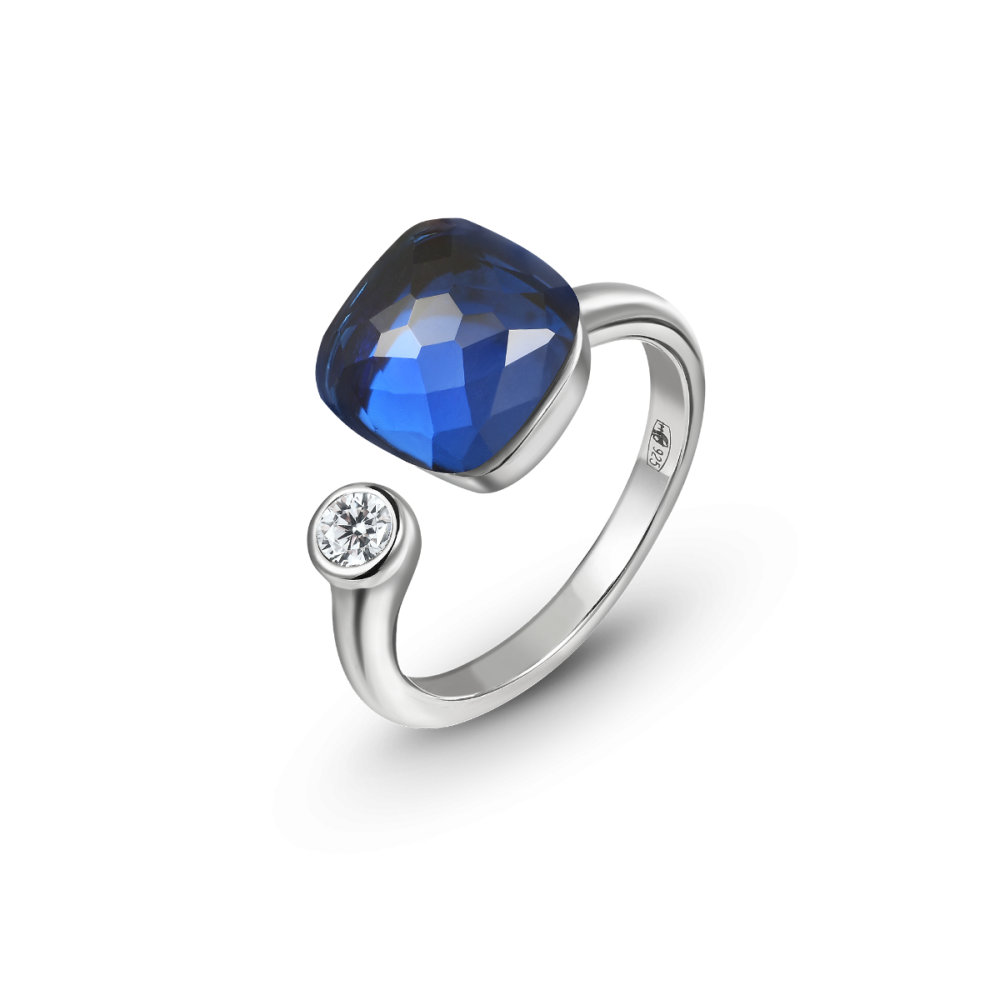 Кольцо открытое из серебра с фианитом Gorgeous