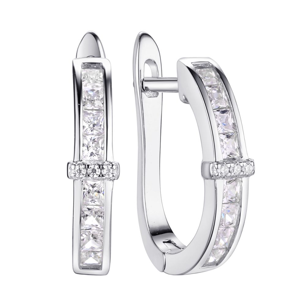 Серьги из серебра с фианитом Spark Line