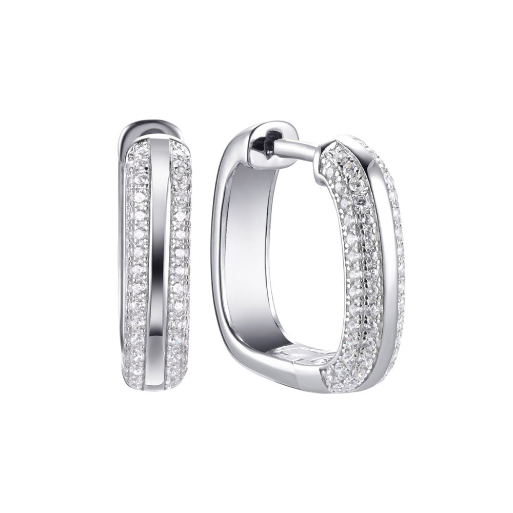 Серьги-кольца из серебра с фианитом Spark Line