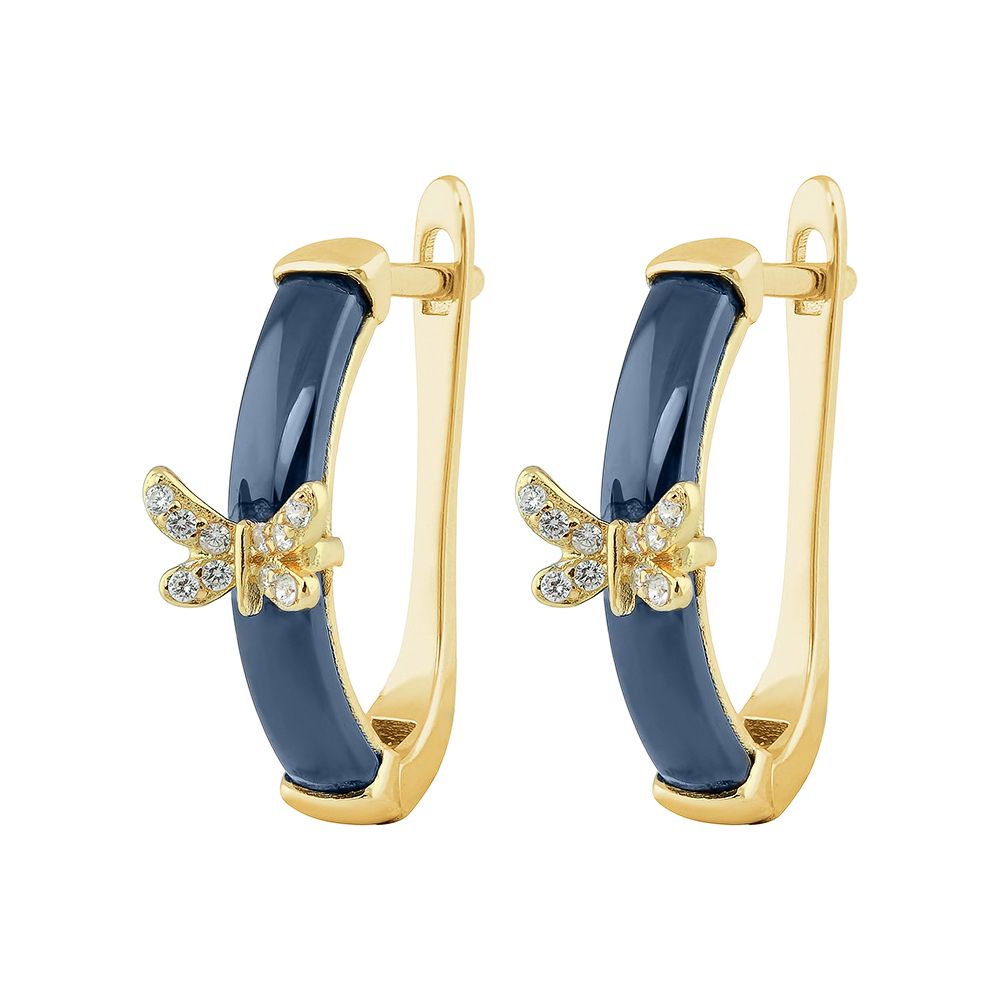 Серьги из серебра с позолотой Ceramic