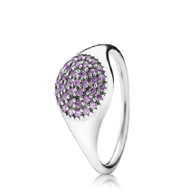 Кольцо из серебра с фиолетовым кубическим цирконием, паве