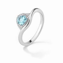 Кольцо из серебра с топазом Sky Blue и фианитом