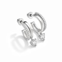 Серьги-пусеты из серебра с подвеской-сердцем из горного хрусталя