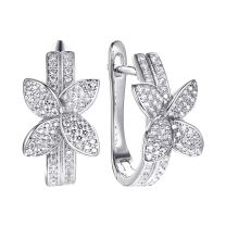Серьги из серебра с фианитом Flower