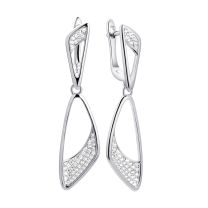 Серьги из серебра с фианитом Geometry