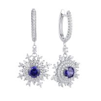 Серьги из серебра с фианитом Queen