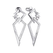Серьги из серебра с фианитом Geometry
