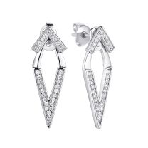 Серьги из серебра с фианитом Geometry