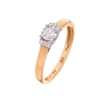 Кольцо "Солнышко" с бриллиантами в розовом золоте
