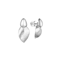 Серьги-джекеты из серебра асимметричные "Лист эвкалипта"