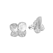 Серьги-пусеты из серебра "Цветок гортензии 4 лепестка"