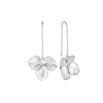 Серьги-протяжки из серебра асимметричные "Цветок гортензии"