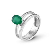 Кольцо из серебра с зелёным агатом