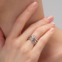 Кольцо из серебра с горным хрусталем и фианитами