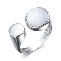 Кольцо из серебра со вставкой агат снежный