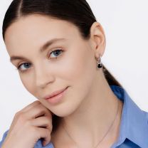 Серьги из серебра с черным ониксом