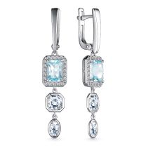 Серьги из серебра с топазами Sky Blue и фианитами