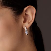 Серьги из серебра со вставкой агат снежный