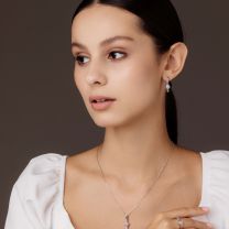Серьги из серебра со вставкой агат снежный